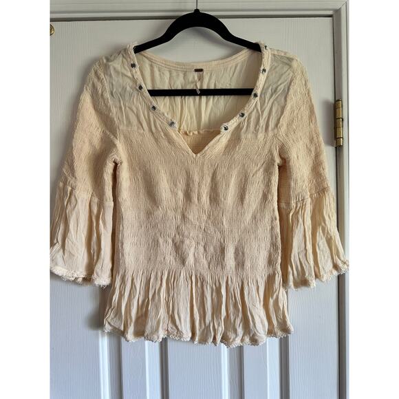 Free People Tops - Free People Knit Peplum Top Size Small Cream